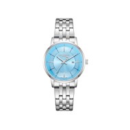 SOPHIA - Montre Femme - Analogique Mouvement Quartz 3 aiguilles et date - Boitier rond en métal - Cadran soleillé bleu