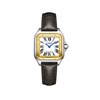 AVA - Montre Femme - Analogique Mouvement Quartz 2 aiguilles - Boitier rectangulaire en métal - Bracelet en cuir noir façon alligator - vue V1