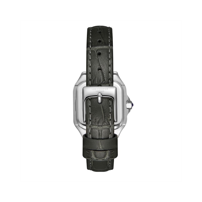 AVA - Montre Femme - Analogique Mouvement Quartz 2 aiguilles - Boitier rectangulaire en métal - Bracelet en cuir noir façon alligator - vue 4