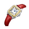 AVA - Montre Femme - Analogique Mouvement Quartz 2 aiguilles - Boitier rectangulaire en métal - Bracelet en cuir rouge façon alligator - vue V2