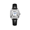 AVA - Montre Femme - Analogique Mouvement Quartz 2 aiguilles - Boitier rectangulaire en métal - Bracelet en cuir noir façon alligator - vue V1