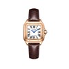 AVA - Montre Femme - Analogique Mouvement Quartz 2 aiguilles - Boitier rectangulaire en métal - Bracelet en cuir marron façon alligator - vue V1
