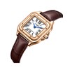 AVA - Montre Femme - Analogique Mouvement Quartz 2 aiguilles - Boitier rectangulaire en métal - Bracelet en cuir marron façon alligator - vue V2
