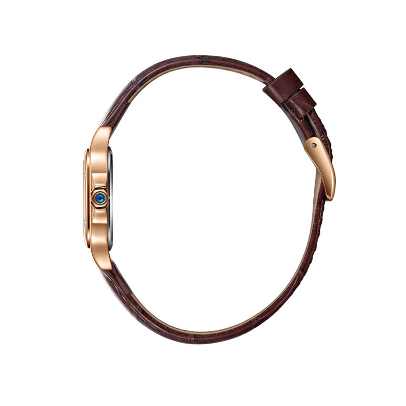 AVA - Montre Femme - Analogique Mouvement Quartz 2 aiguilles - Boitier rectangulaire en métal - Bracelet en cuir marron façon alligator - vue 3