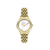 LÉONIE - Montre Femme - Analogique Quartz 3 aiguilles - Boitier rond en métal avec lunette facettée - Cadran nacré blanc - vue V1