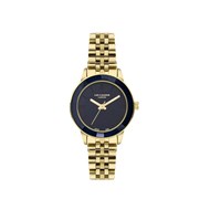 LÉONIE - Montre Femme - Analogique Quartz 3 aiguilles - Boitier rond en métal avec lunette facettée - Cadran nacré bleu