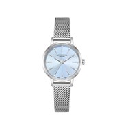 CASSIDY - Montre Femme - Analogique Quartz 3 aiguilles - Boitier rond en métal - Cadran nacré bleu