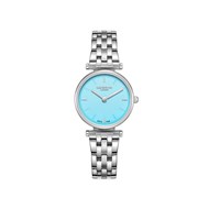 MILLIE - Dameshorloge - Analoog Quartz 2 wijzers - Ronde metalen kast - Parelmoer wijzerplaat - Zilverkleurige metalen armband