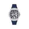 LYAM - Montre homme Automatique - Boitier de forme tonneau en métal - Cadran squelette - Bracelet silicone bleu - vue V1