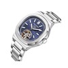 GRANT - Montre homme Automatique - Boitier de forme octogonal arrondi en métal argenté - Cadran bleu - vue V2
