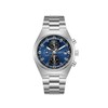 BAPTISTE - Montre Homme - Analogique Mouvement Multifonction - Boitier tonneau en métal argenté - Cadran bleu foncé - vue V1