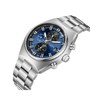 BAPTISTE - Montre Homme - Analogique Mouvement Multifonction - Boitier tonneau en métal argenté - Cadran bleu foncé - vue V2