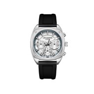 RODOLPHE - Montre Homme - Analogique Mouvement Multifonction - Boitier coussin en métal argenté - Cadran gris