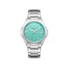 LÉON - Montre Homme - Analogique Mouvement Quartz 3 aiguilles et date - Boitier octogonal en métal argenté - Cadran turquoise - vue V1