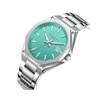 LÉON - Montre Homme - Analogique Mouvement Quartz 3 aiguilles et date - Boitier octogonal en métal argenté - Cadran turquoise - vue V2