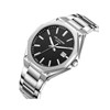 LÉON - Montre Homme - Analogique Mouvement Quartz 3 aiguilles et date - Boitier octogonal en métal argenté - Cadran noir - vue V2