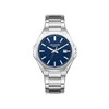 LÉON - Montre Homme - Analogique Mouvement Quartz 3 aiguilles et date - Boitier octogonal en métal argenté - Cadran bleu - vue V1