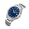 LÉON - Montre Homme - Analogique Mouvement Quartz 3 aiguilles et date - Boitier octogonal en métal argenté - Cadran bleu - vue V2