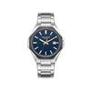 LÉON - Montre Homme - Analogique Mouvement Quartz 3 aiguilles et date - Boitier octogonal en métal argenté - Cadran bleu foncé - vue V1