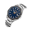LÉON - Montre Homme - Analogique Mouvement Quartz 3 aiguilles et date - Boitier octogonal en métal argenté - Cadran bleu foncé - vue V2