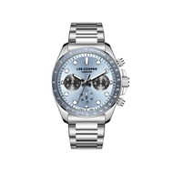 LANDRY - Men's Watch - Analogue Multifunction Movement - Round silver-plated metal case - Blue dial