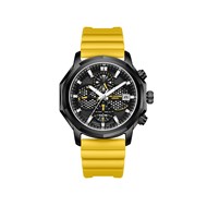 IGOR - Montre Homme - Analogique Mouvement Multifonction - Boitier décagone en métal - Bracelet en silicone jaune