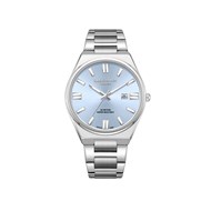 BORIS - Montre Homme - Analogique Mouvement 3 aiguilles et date - Boitier rond en métal argenté - Cadran bleu