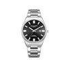 BORIS - Montre Homme - Analogique Mouvement 3 aiguilles et date - Boitier rond en métal argenté - Cadran noir - vue V1