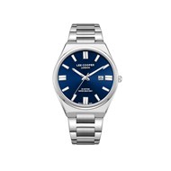 BORIS - Montre Homme - Analogique Mouvement 3 aiguilles et date - Boitier rond en métal argenté - Cadran bleu foncé