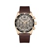 PHILIPPE - Montre Homme - Analogique Mouvement Multifonction - Boitier rond en métal - Bracelet en cuir italien marron - vue V1