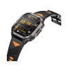 Montre mixte - EXPLORER - Boitier rectangulaire noir - Bracelet en silicone noir avec doublure orange - vue V2