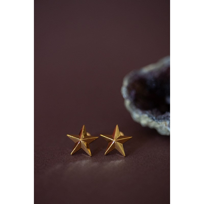 boucles d'oreilles puces étoiles doré à l'or fin - RAOUL - vue 3