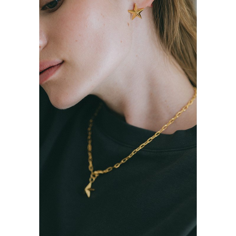 boucles d'oreilles puces étoiles doré à l'or fin - RAOUL - vue 4