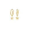 mini boucles d'oreilles créoles étoiles doré à l'or fin - RAOUL - vue V1