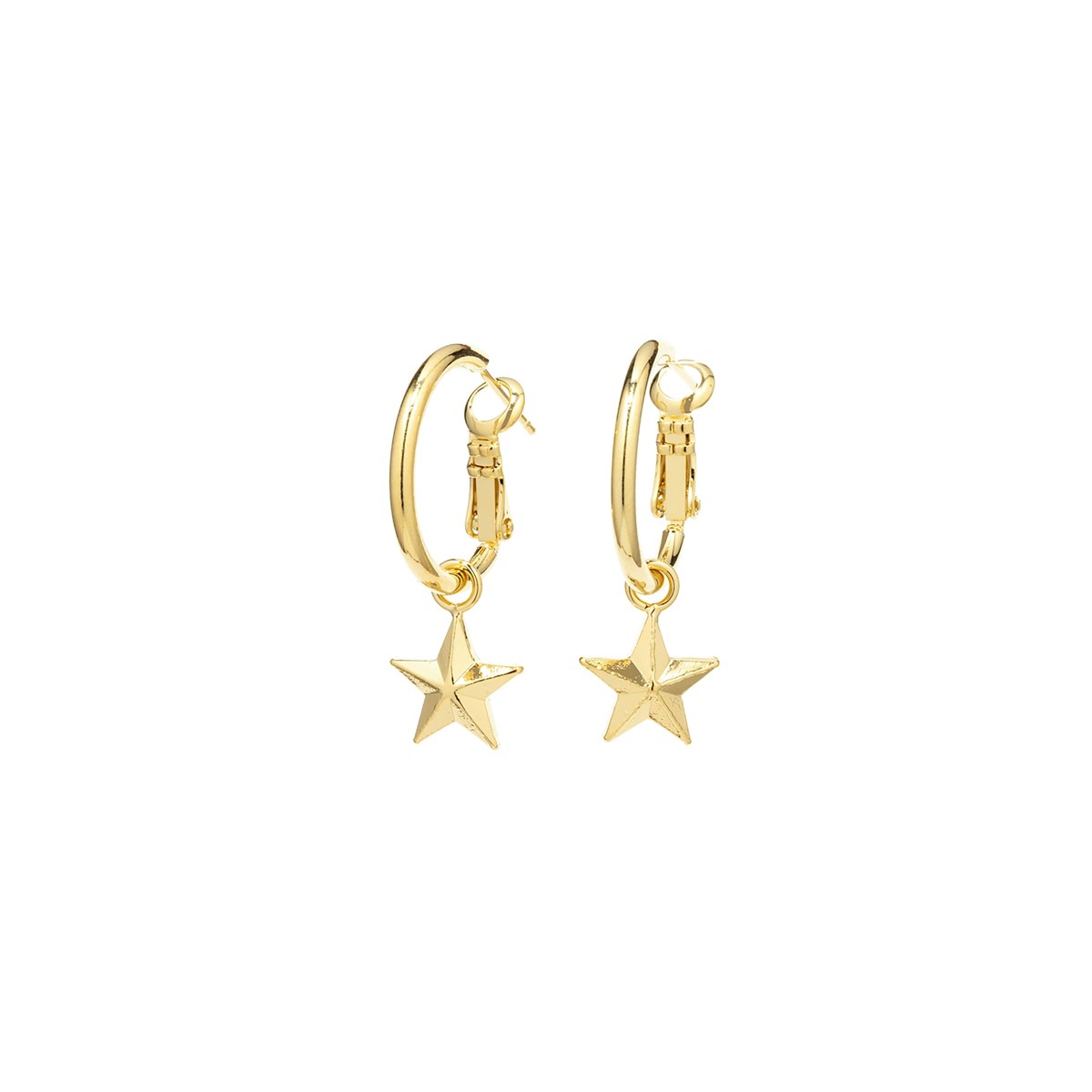 mini boucles d'oreilles créoles étoiles doré à l'or fin - RAOUL