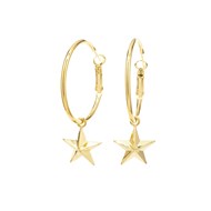 petites boucles d'oreilles créoles étoiles doré à l'or fin - RAOUL