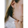 petites boucles d'oreilles créoles étoiles doré à l'or fin - RAOUL - vue V2