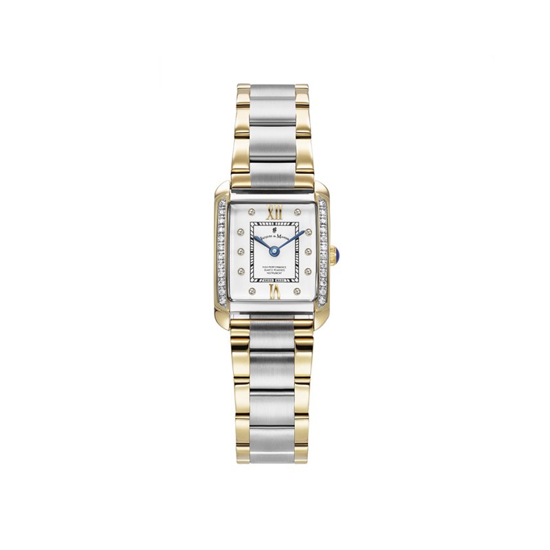 EMILY II - Montre femme - Mouvement quartz suisse 2 aiguilles - Bracelet argenté doré
