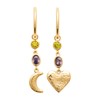 Gold-plated Brillaxis moon and heart hoop earrings - vue V1