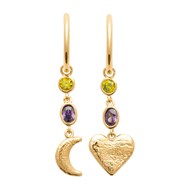 Créoles Brillaxis plaqué or lune et coeur
