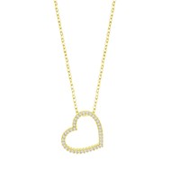 Lotus zilveren holle hart ketting, verguld