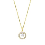 Lotus Silver necklace, gilded hollow circle, stone-patterned