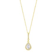 Lotus Silver necklace, gold-plated stone drop