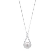 Lotus Silver Pearls necklace
cultured pearl pendant 8mm