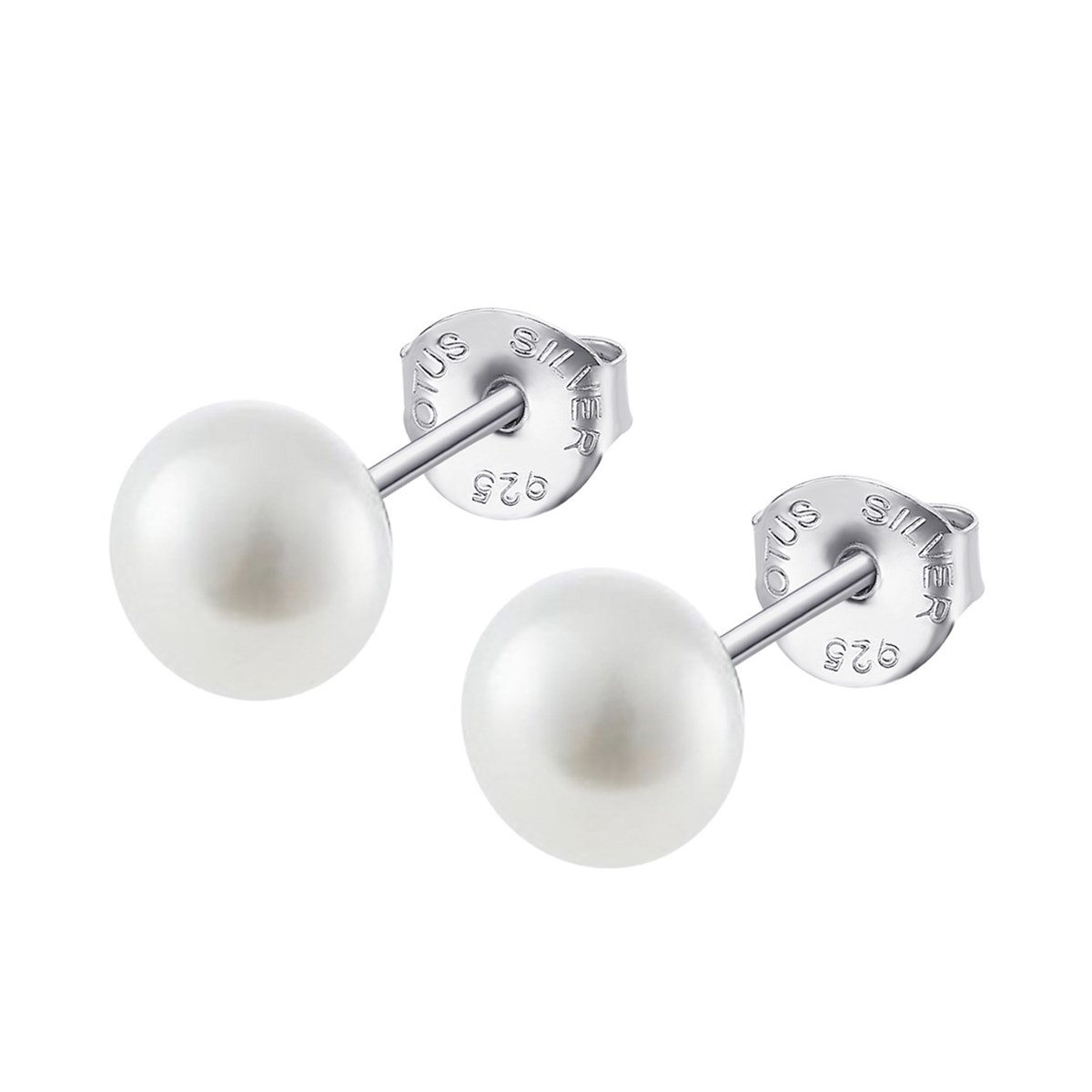 Clous d'oreilles Lotus Silver perle 6 mm