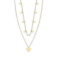 Collier Lotus style sautoir double rang
pampilles coeur acier doré