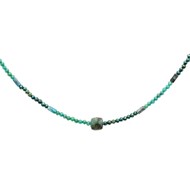 Collier Brillaxis acier doré perles vertes