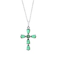 Collier Lotus Silver argent croix oxydes verts