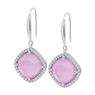 Lotus Silver earrings in pink cushion silver