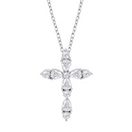 Collier Lotus Silver argent croix oxydes